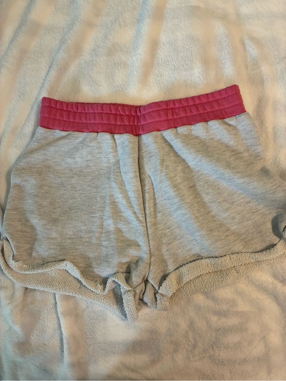 Ocean Drive Cozy Women's Gray Lounge Shorts with Pink Waistband